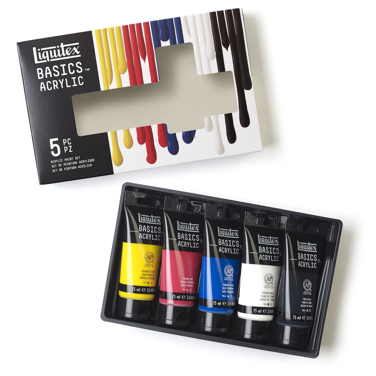Ensemble de 5 couleurs de peinture acrylique Basics de Liquitex
